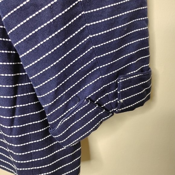 Vintage Talbots Navy Pinstripe Blazer | Open Front Preppy Classic 16 - Picture 5 of 10